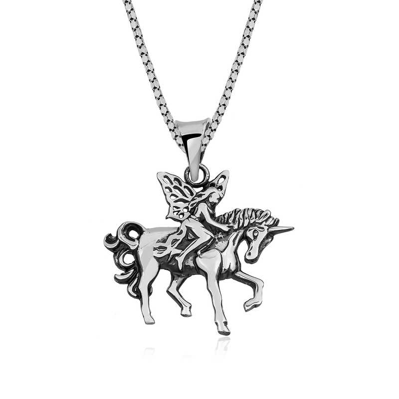 Gümüş Perili Unicorn Kolye – Masalsı Tasarım | 925 Ayar