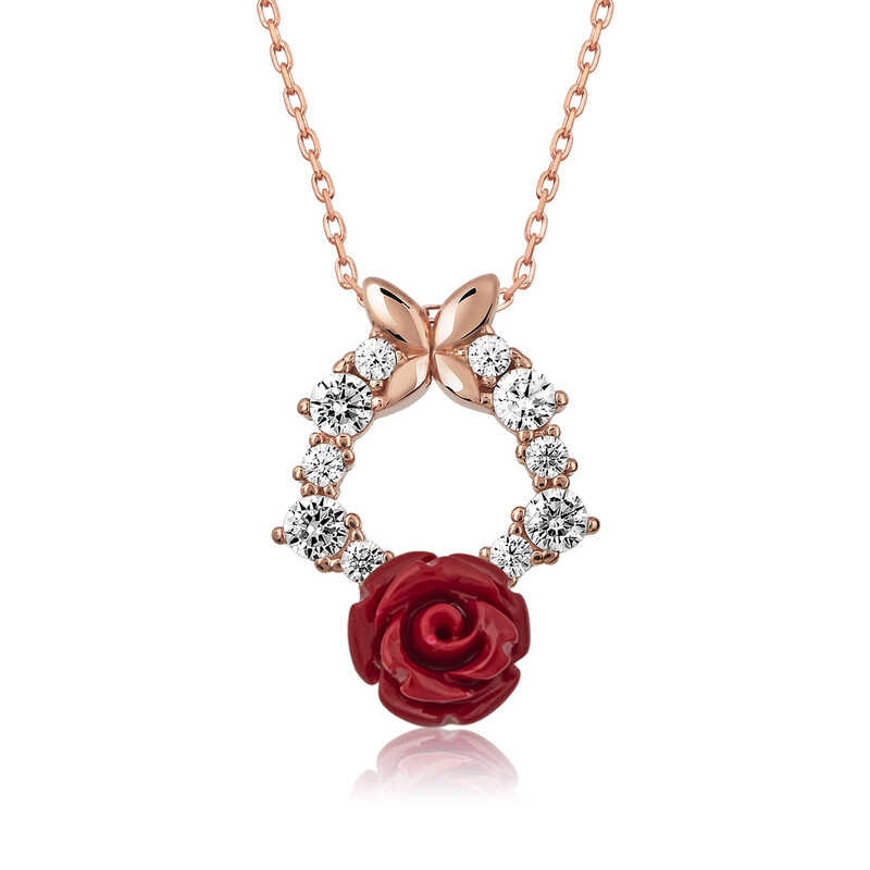 Gümüş Rose Kırmızı Gül Kolye – Aşkın Çiçeği | 925 Ayar | 1,5 cm 2 cm 2,86 gr