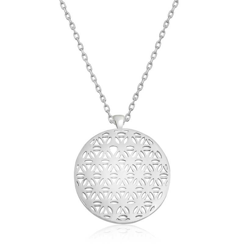 Gümüş Yaşam Çiçeği Kolye – Uyumun Simgesi | 925 Ayar | 1,6 cm 2,1 cm 45 cm 2,3 gr