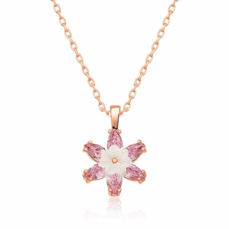 Gümüş Rose Pembe Lotus Çiçeği Kolye – Arınmanın Simgesi | 925 Ayar | 1,2 cm 1,3 cm 3,9 gr 45 cm