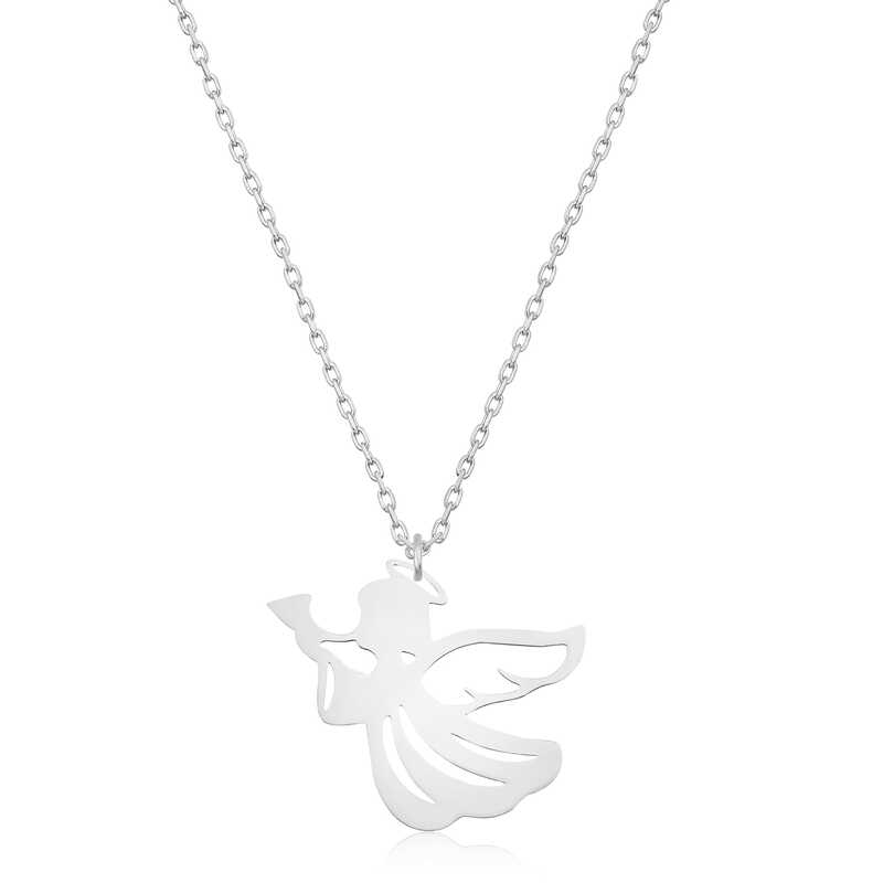 Gümüş Kanatlı Melek Bayan Kolye – Koruyan Melek | 925 Ayar | 2,4 cm 2 cm 3,3 gr 45 cm