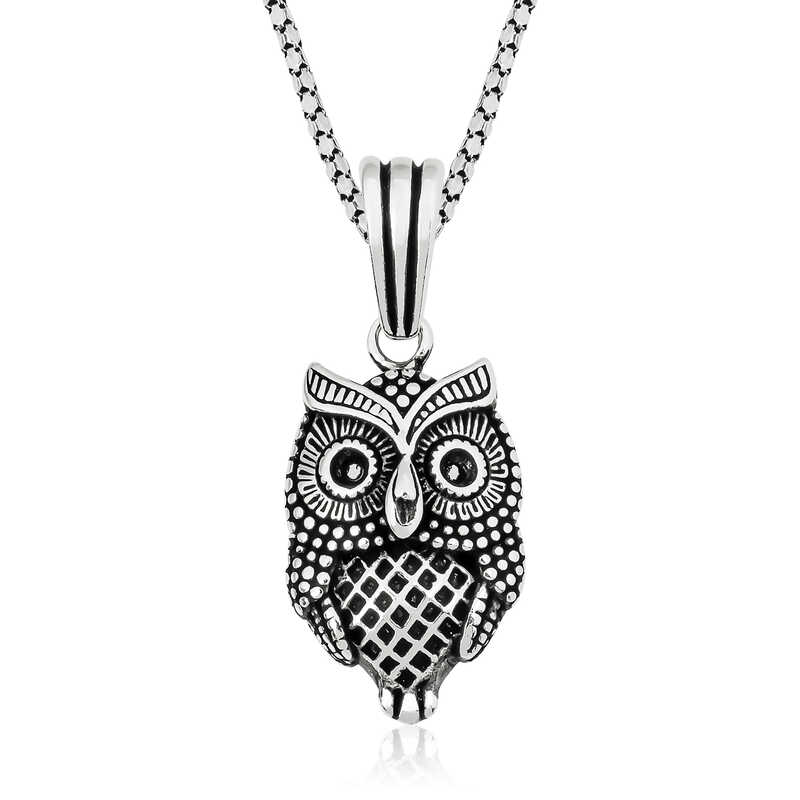 Gümüş Baykuş Kolye – Bilgeliğin Simgesi | 925 Ayar | 1,3 cm 3,4 cm 10 gr 55 cm
