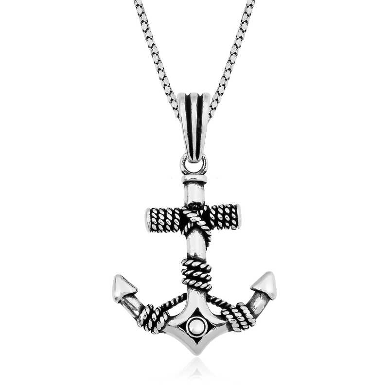 Gümüş Denizci Çapası Kolye – Sarsılmaz Bağ | 925 Ayar | 2,4 cm 4 cm 10,6 gr 55 cm