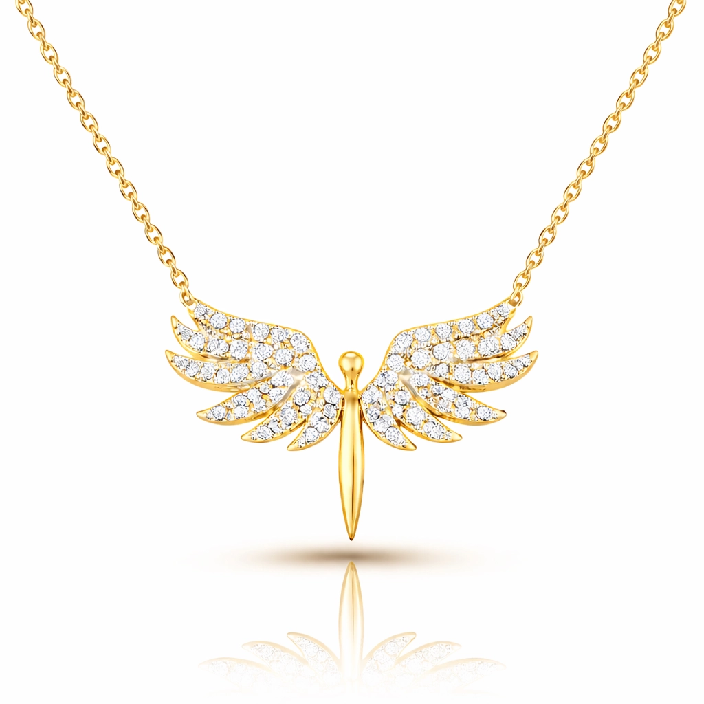 Gümüş Gold Mikail Meleği Bayan Kolye-Gümüş