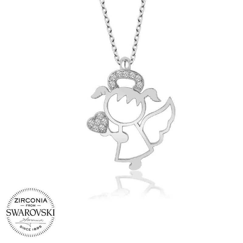 Swarovski Taşlı Gümüş Su Perisi Bayan Kolye-Gümüş