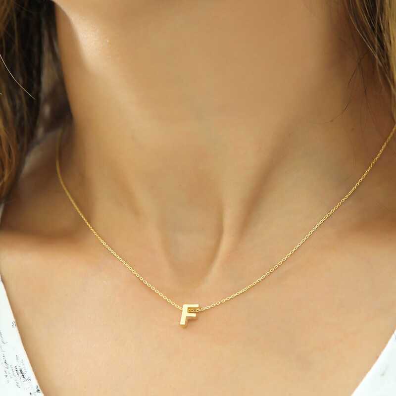 Gümüş Gold 3 Boyutlu F Harf Bayan Kolye – İsmin Baş Harfi | 925 Ayar