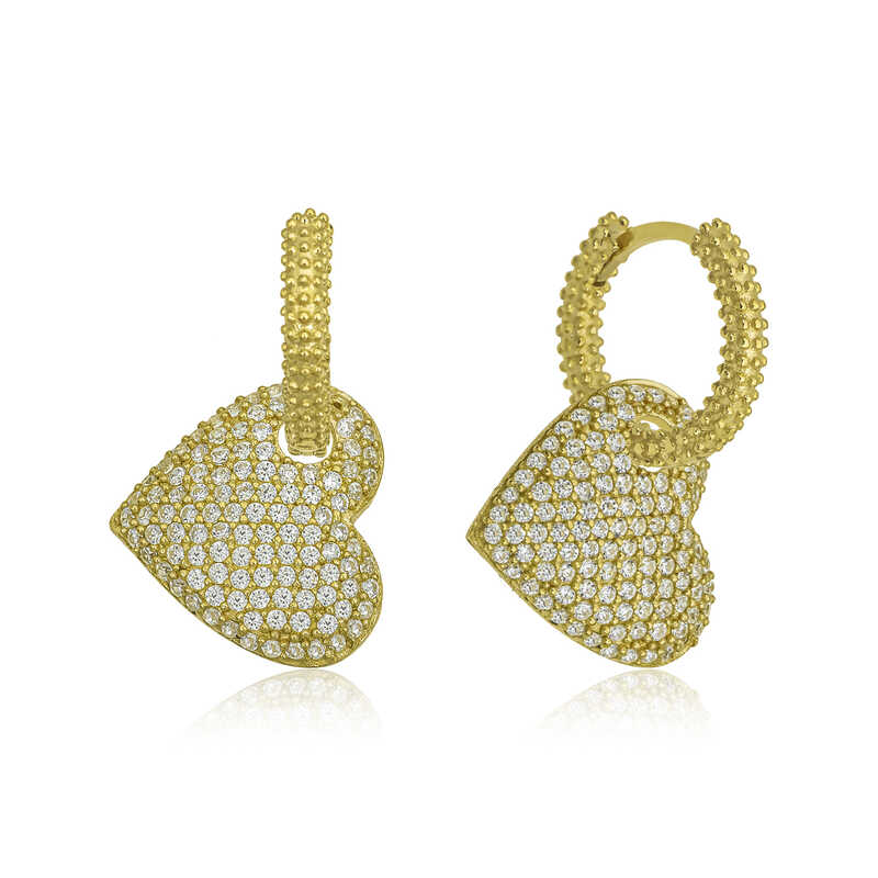 Gümüş Gold Halka Kalp Bayan Küpe – Sevginin Simgesi | 925 Ayar