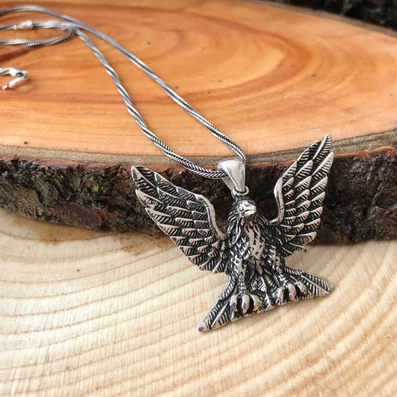 Gümüş Kartal Erkek Kolye – Gücün Simgesi | 925 Ayar | 4,4 cm 3,3 cm 17 gr