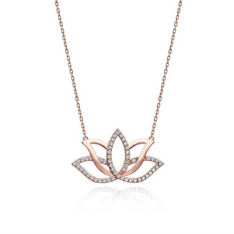 Gümüş Rose Lotus Çiçeği Kolye – Arınmanın Simgesi | 925 Ayar