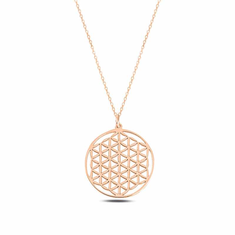 Gümüş Rose Yaşam Çiçeği Kolye – Uyumun Simgesi | 925 Ayar | 2,4 cm 2,5 cm 45 cm 3,9 gr