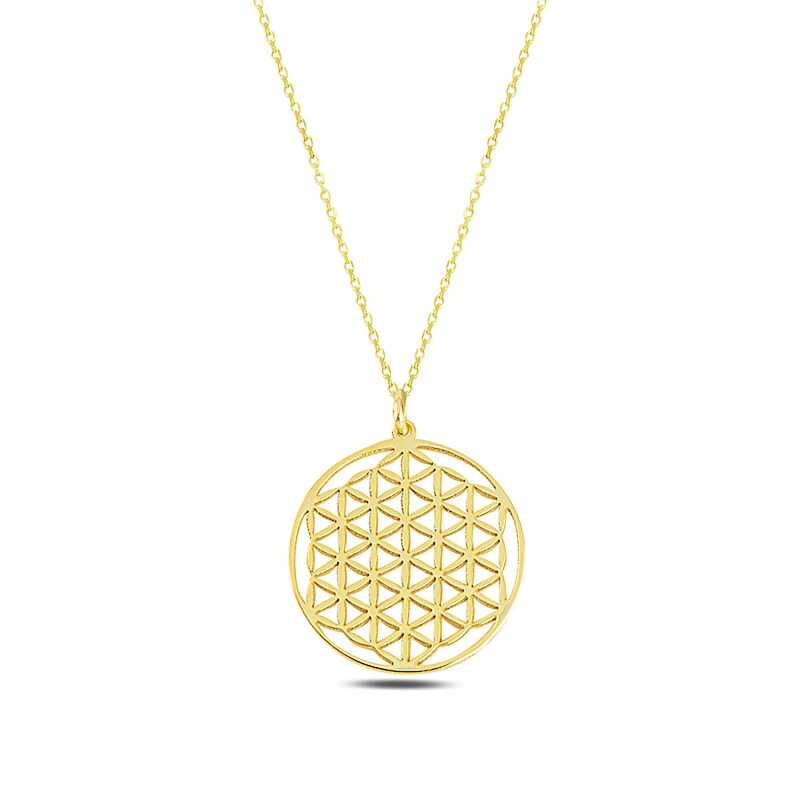 Gümüş Gold Yaşam Çiçeği Kolye – Uyumun Simgesi | 925 Ayar