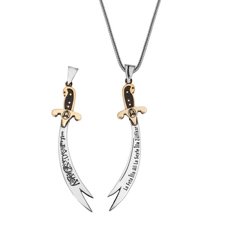 Gümüş Zülfikar Kılıcı Kolye – Yiğitliğin Simgesi | 925 Ayar | 0,9 cm 7,2 cm 12,5 gr 55 cm