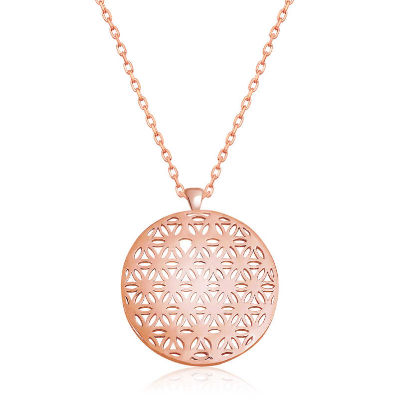 Gümüş Rose Yaşam Çiçeği Kolye – Uyumun Simgesi | 925 Ayar | 1,6 cm 2,1 cm 45 cm 2 gr