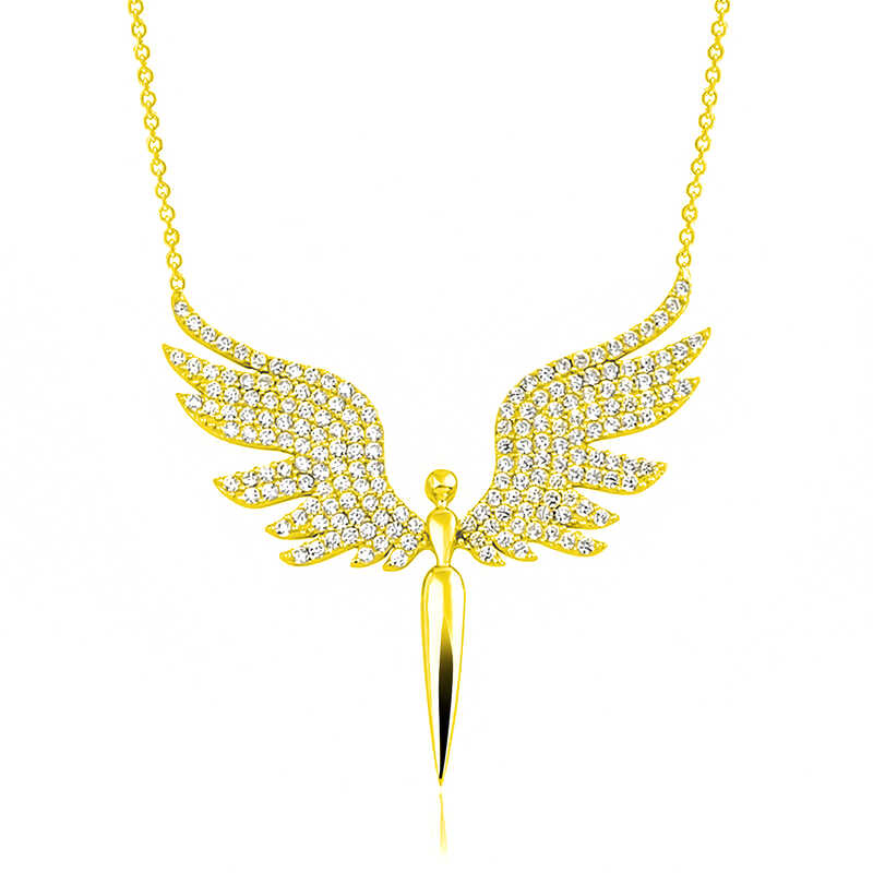 Gümüş Gold Mikail Meleği Kadın Kolye – Koruyan Melek | 925 Ayar