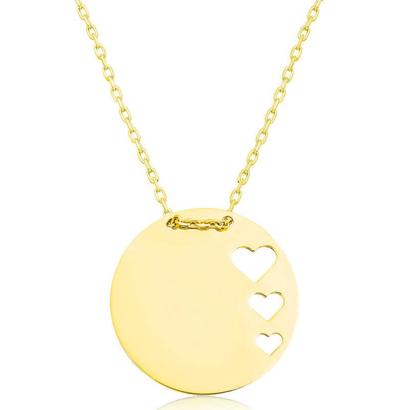Gümüş Gold Çember Kalp Kadın Kolye-Gümüş