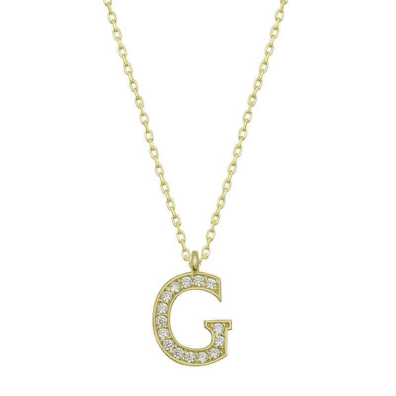 Gümüş Gold G Harfi Kadın Kolye – İsmin Baş Harfi | 925 Ayar