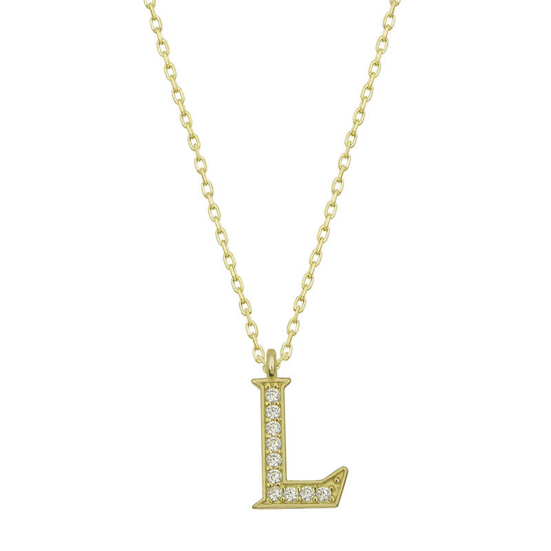 Gümüş Gold L Harfi Kadın Kolye-Gümüş