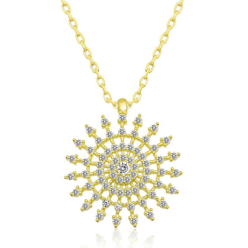 Gümüş Gold Güneş Kadın Kolye – Umudun Işığı | 925 Ayar | 1,8 cm 1,8 cm 2,5 gr