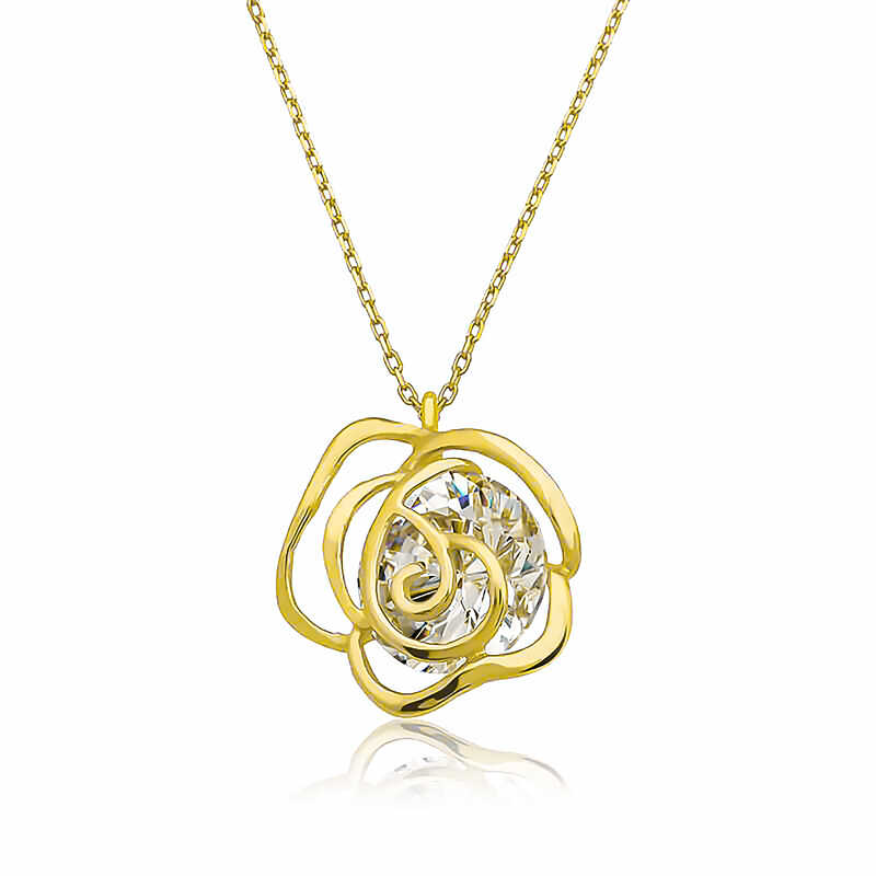 Gümüş Gold Gül Kadın Kolye – Aşkın Çiçeği | 925 Ayar