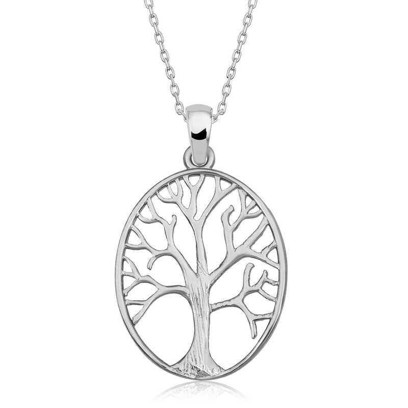 Gümüş Hayat Ağacı Kadın Kolye – Aile Bağının Simgesi | 925 Ayar | 2 cm 3,3 cm 4,5 gr