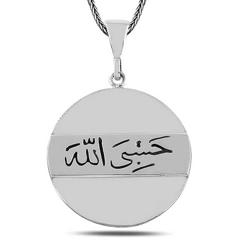 Gümüş Arapça Hasbiyallah Yazılı Kolye-Gümüş
