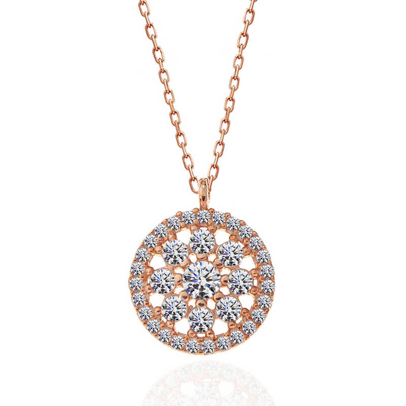 Gümüş Rose Çiçek Kadın Kolye – Solmayan Bahar | 925 Ayar | 1,2 cm 1,4 cm 45 cm 1,9 gr