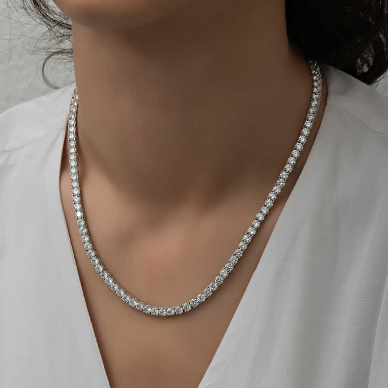 Gümüş 3 mm Beyaz Taşlı Su Yolu Kadın Kolye – Kesintisiz Işıltı | 925 Ayar