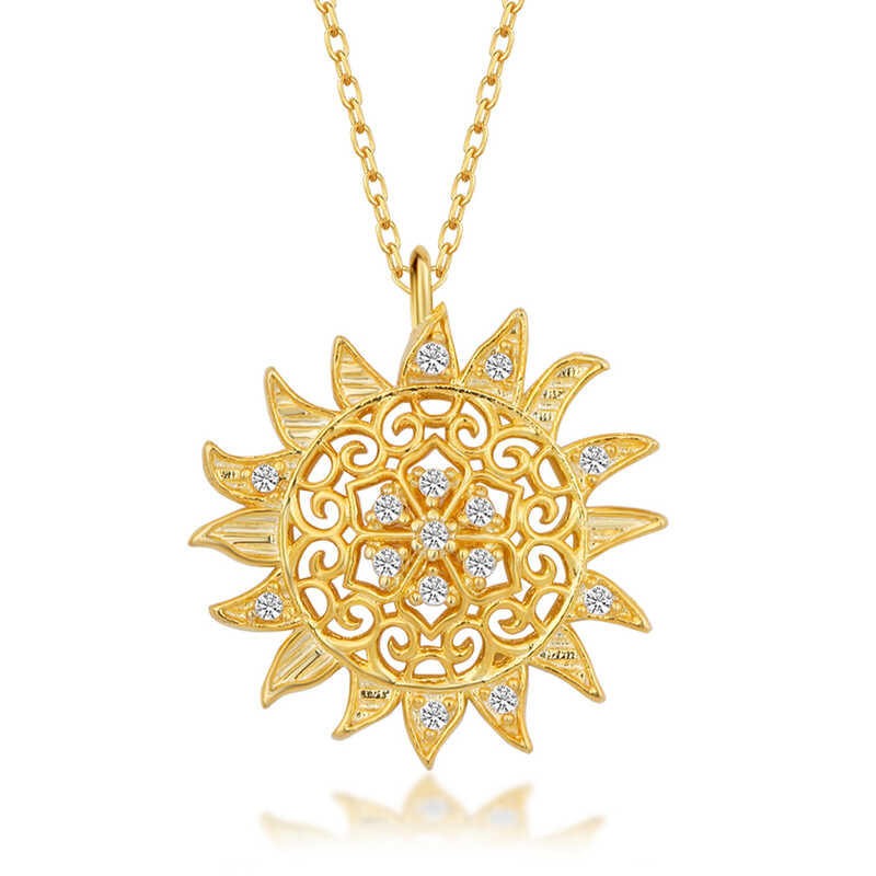 Gümüş Gold Güneş Kadın Kolye – Umudun Işığı | 925 Ayar | 1,7 cm 2 cm 2,2 gr