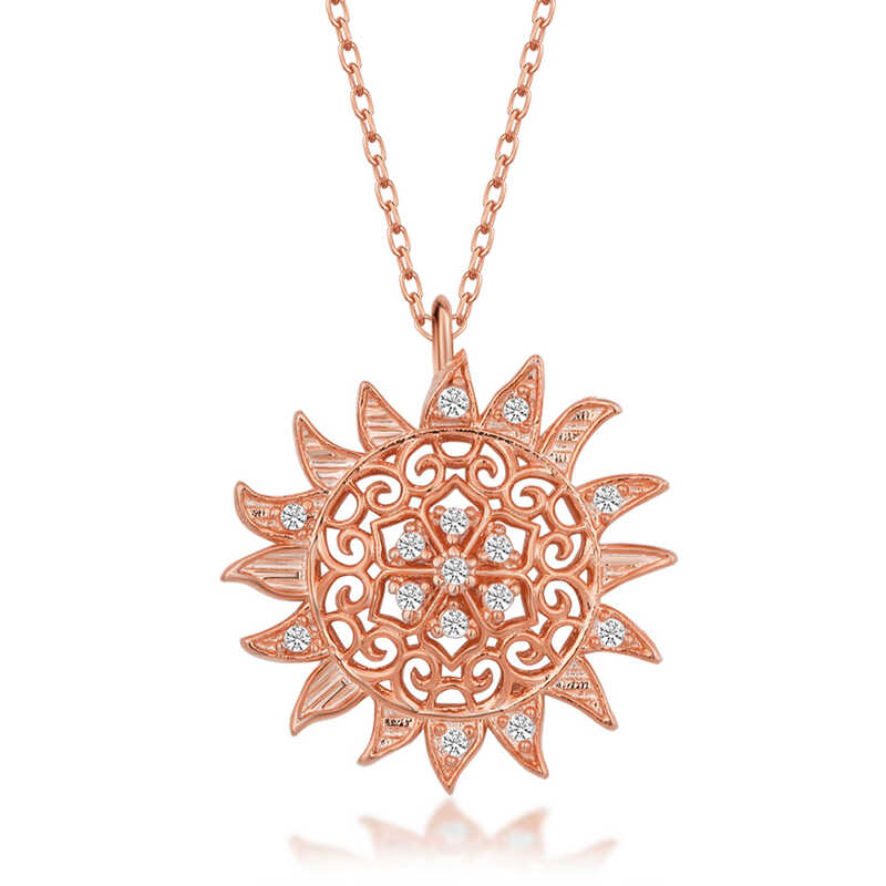 Gümüş Rose Güneş Kadın Kolye – Umudun Işığı | 925 Ayar | 1,7 cm 2 cm 2,2 gr