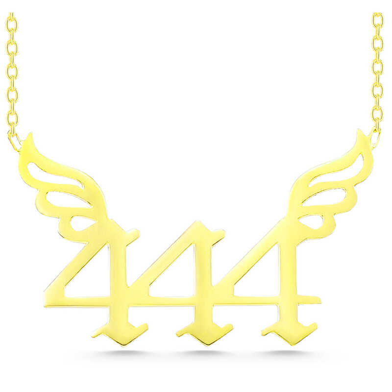 Gümüş Gold 444 Melek Sayısı Kadın Kolye – Koruyan Melek | 925 Ayar