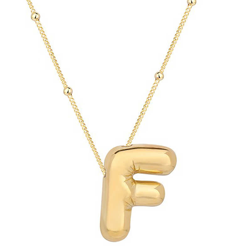 Gümüş Gold Balon F Harfi Kadın Kolye-Gümüş