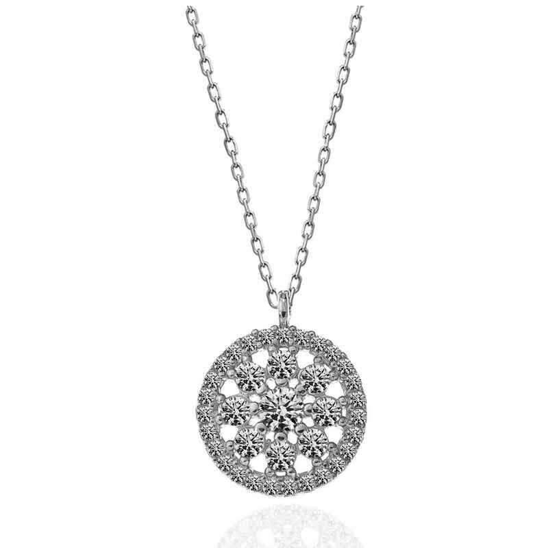 Gümüş Çiçek Kadın Kolye – Solmayan Bahar | 925 Ayar | 1,2 cm 1,4 cm 45 cm 1,9 gr