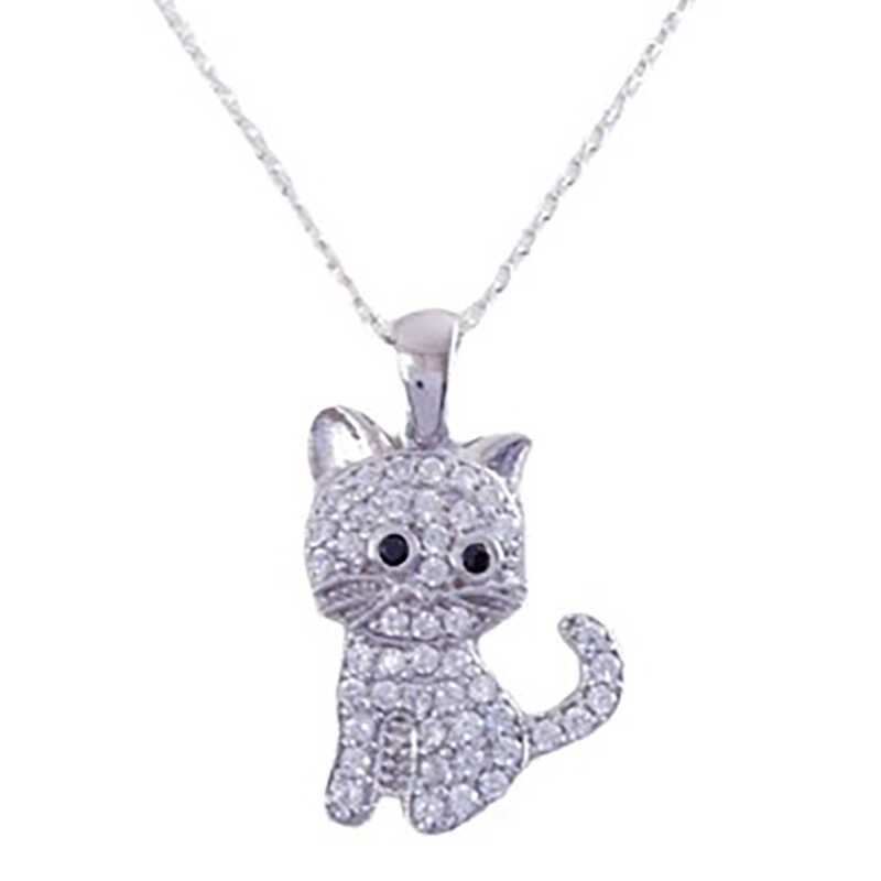 Gümüş Kedi Kadın Kolye – Özgür Ruh | 925 Ayar | 1,5 cm 2 cm 45 cm 4 gr