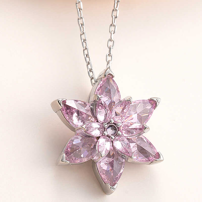 Gümüş Pembe Lotus Çiçeği Kolye – Arınmanın Simgesi | 925 Ayar