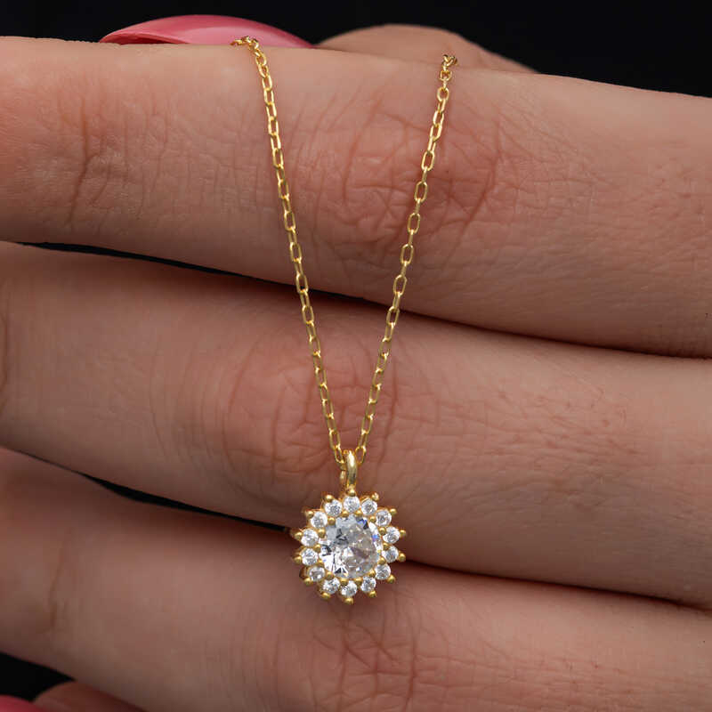 Gümüş Gold Minimal Yuvarlak Anturaj Kadın Kolye – Sade Şıklık | 925 Ayar