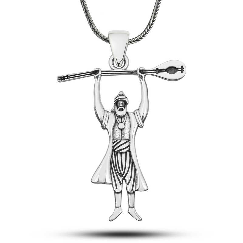 Gümüş Pir Sultan Abdal Erkek Kolye-Gümüş
