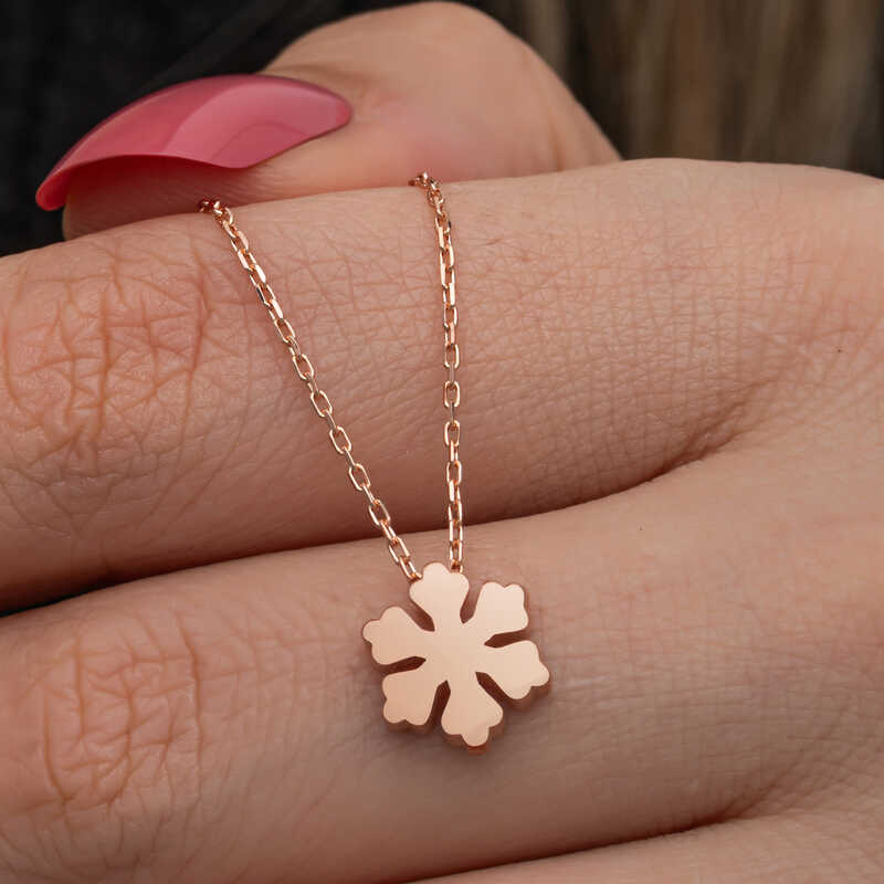 Gümüş Rose Minimal Kar Tanesi Kadın Kolye – Eşi Benzeri Yok | 925 Ayar