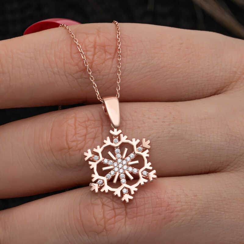 Gümüş Rose Kar Tanesi Kadın Kolye – Eşi Benzeri Yok | 925 Ayar