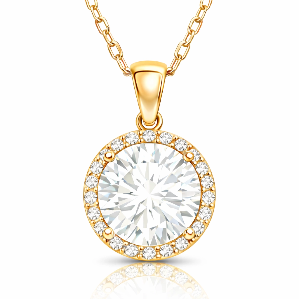 Gümüş Gold Yuvarlak Montür Kadın Kolye – Bütünlüğün Simgesi