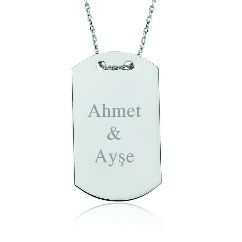 Gümüş İsimli Asker Künyesi Bayan Kolye – Size Özel | 925 Ayar