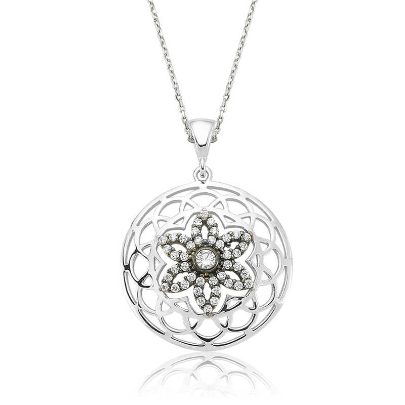 Gümüş Yaşam Çiçeği Bayan Kolye – Uyumun Simgesi | 925 Ayar | 2,5 cm 2,5 cm 4,1 gr