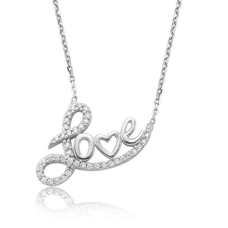 Gümüş Taşlı Love Bayan Kolye – Aşkın Hatırası | 925 Ayar | 2 cm 1,5 cm 2,1 gr