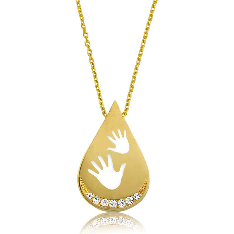 Gümüş Gold Bebek Elleri Bayan Kolye-Gümüş