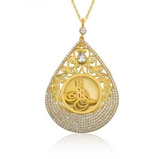 Gümüş Tuğra Bayan Kolye – Osmanlı Mirası | 925 Ayar | 4 cm 5,5 cm 16,1 gr