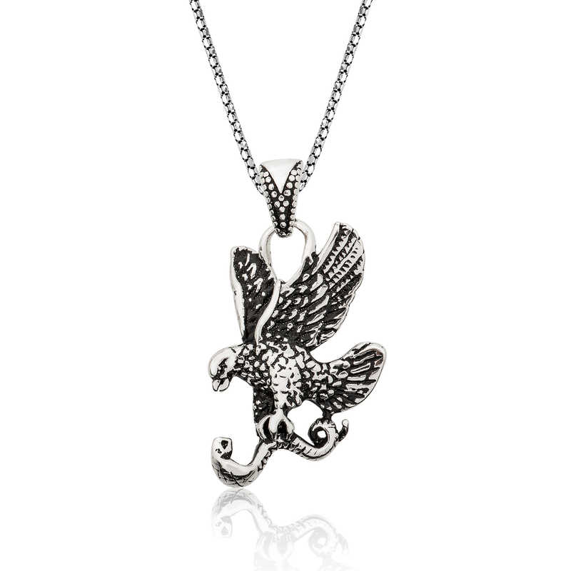 Gümüş Kartal Erkek Kolye – Gücün Simgesi | 925 Ayar | 2 cm 3,5 cm 10 gr