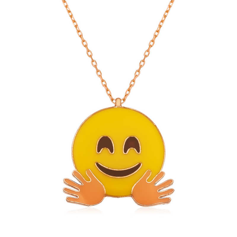 ​Gümüş Rose El Sallayan Emoji Bayan Kolye-Gümüş