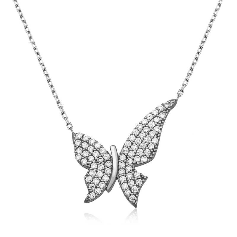 Gümüş Kelebek Bayan Kolye – Değişimin Simgesi | 925 Ayar | 2,1 cm 2 cm 3,3 gr 45 cm