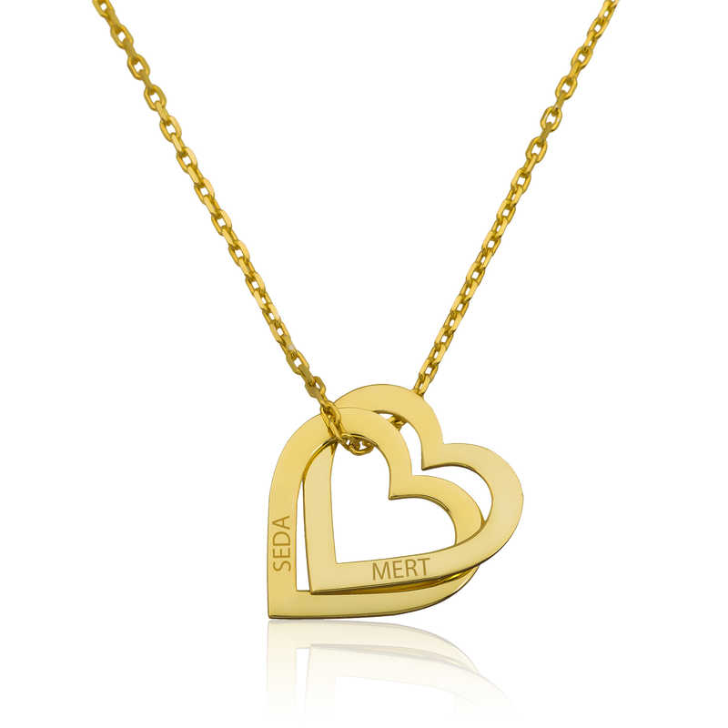 Gümüş Gold Kişiye Özel Kalpler Kolye – Sevginin Simgesi