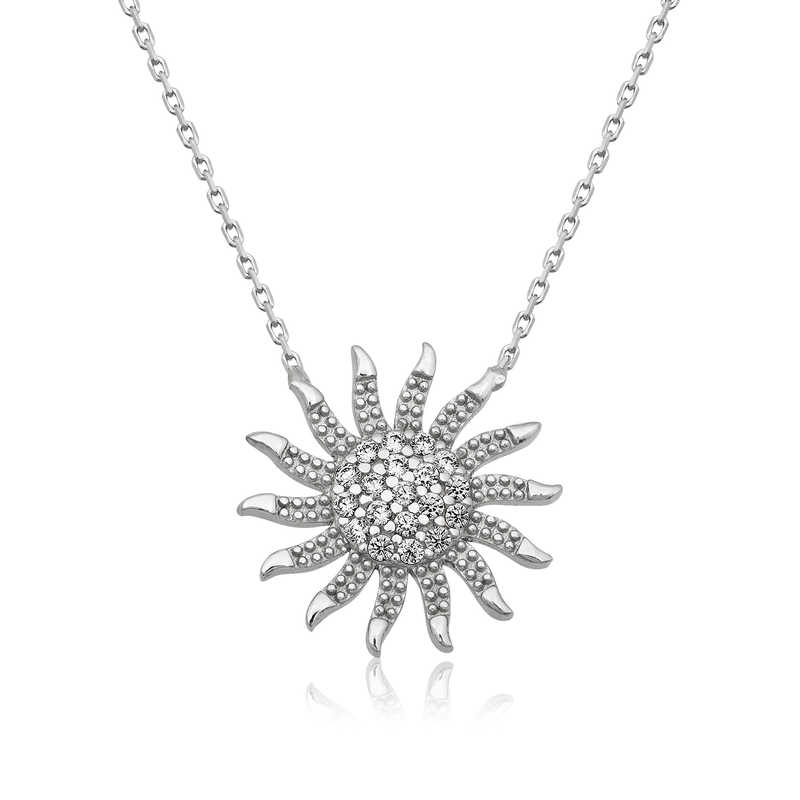 Gümüş Güneş Bayan Kolye – Umudun Işığı | 925 Ayar | 1,5 cm 1,5 cm 2,3 gr