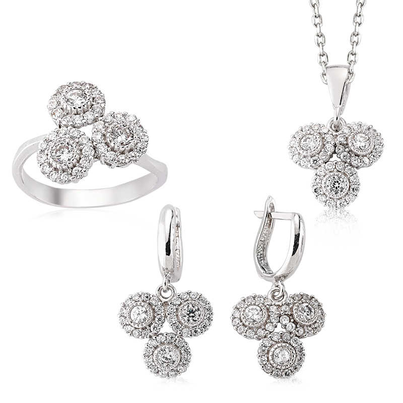 Gümüş Zirkon Taşlı Bayan Set – Uyumlu Takım | 925 Ayar | 12 gr